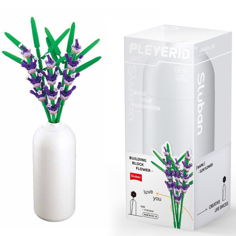 Jucării și jocuri - Set constructie Flowers 258 piese Lavanda