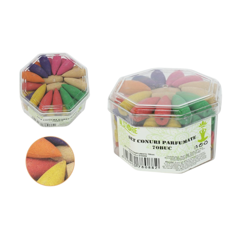 Conuri și betisoare parfumate - Conuri parfumate 70/set multicolor