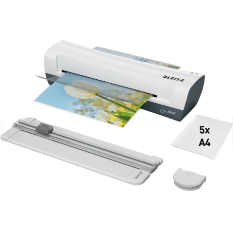 Noutăți Librăria Compas - Set crafting Leitz 4 in 1 alb laminator iLAM Home A4 trimmer rotunjitor 5 folii laminare A4