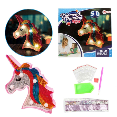 Jucării creative și senzoriale - Set creatie cu diamante lampa unicorn Toi-Toys