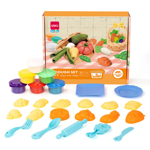 Artă și creativitate - Set creativ plastilina cu 19 accesorii Fructe si legume Deli