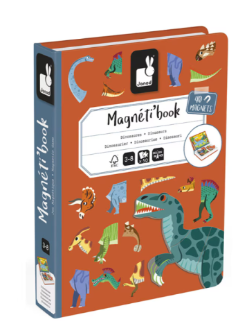 Jucării și jocuri - Joc magnetic Janod Magneti Book Dinozauri 40 piese