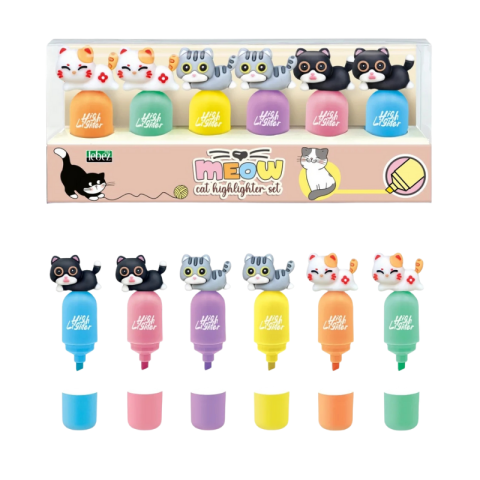 Instrumente de scris - Set 6 markere de evidentiere Mini Meow