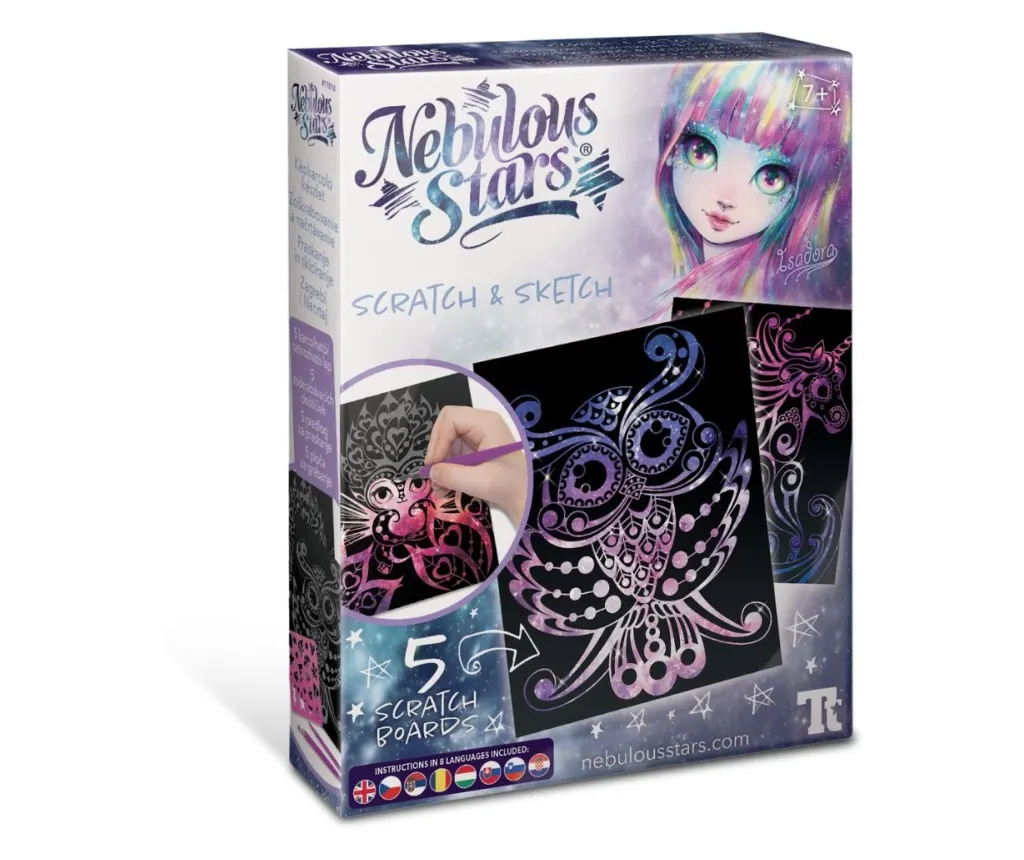 Jucării de creație - Set de desene Isadora cu scratch-uri si schite Nebulous Stars