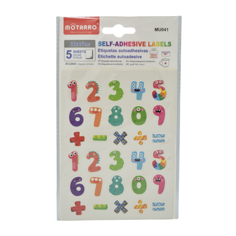 Artă și creativitate - Set etichete adezive numere multicolor 5 coli Motarro