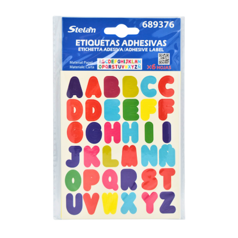Artă și creativitate - Set etichete adezive litere 6 folii multicolor