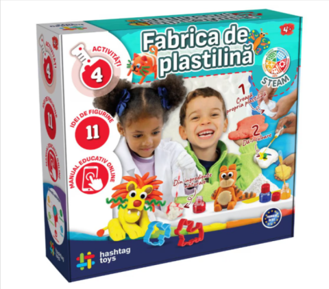 Plastilină și nisip kinetic - Set fabrica de plastilina cu animale 23 piese