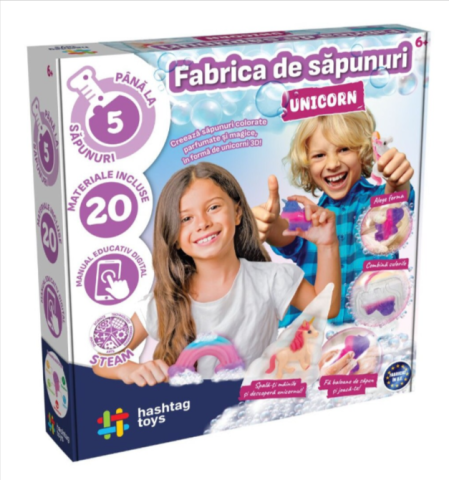Jocuri educative - Set fabrica de sapun unicorn 23 piese
