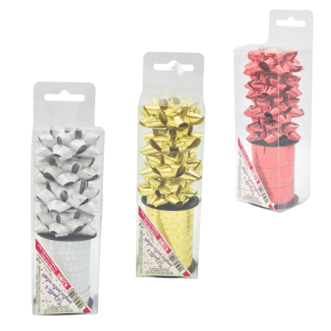 Accesorii pentru impachetat - Set fundite 5 cm pentru cadouri si panglica 1 cm x 10 m