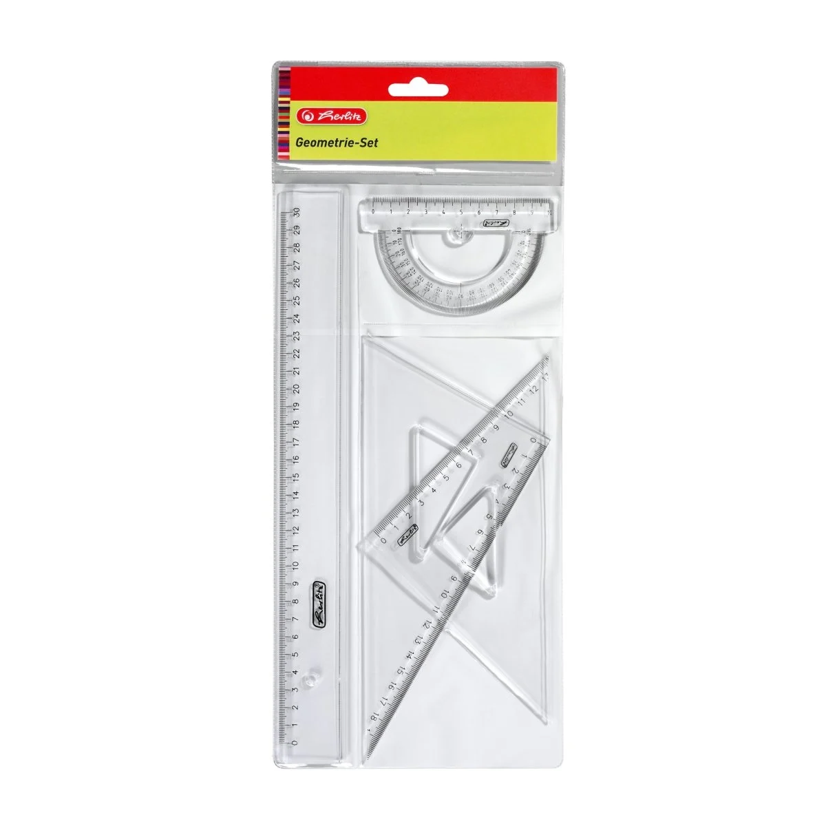 Accesorii geometrie și matematică - Set geometrie 4 piese plastic Herlitz