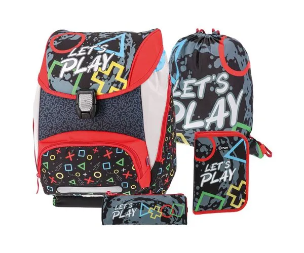 Ghiozdane și rucsacuri - Set ghiozdan si 2 penare sac sport Let s Play 42 x 31 x 16 cm