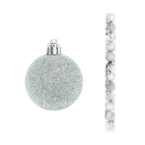 Decorațiuni și articole de Crăciun - Globuri Craciun 4cm 12 buc /set argintiu