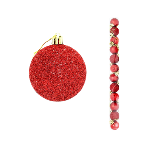 Decorațiuni și articole de Crăciun - Globuri Craciun 4cm 12 buc /set rosu