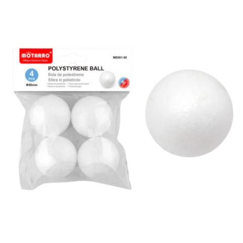 Accesorii craft - Set 4 globuri polistiren 50 mm Motarro