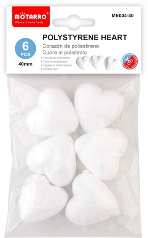 Accesorii craft - Inima polistiren 40mm 6/set Motarro