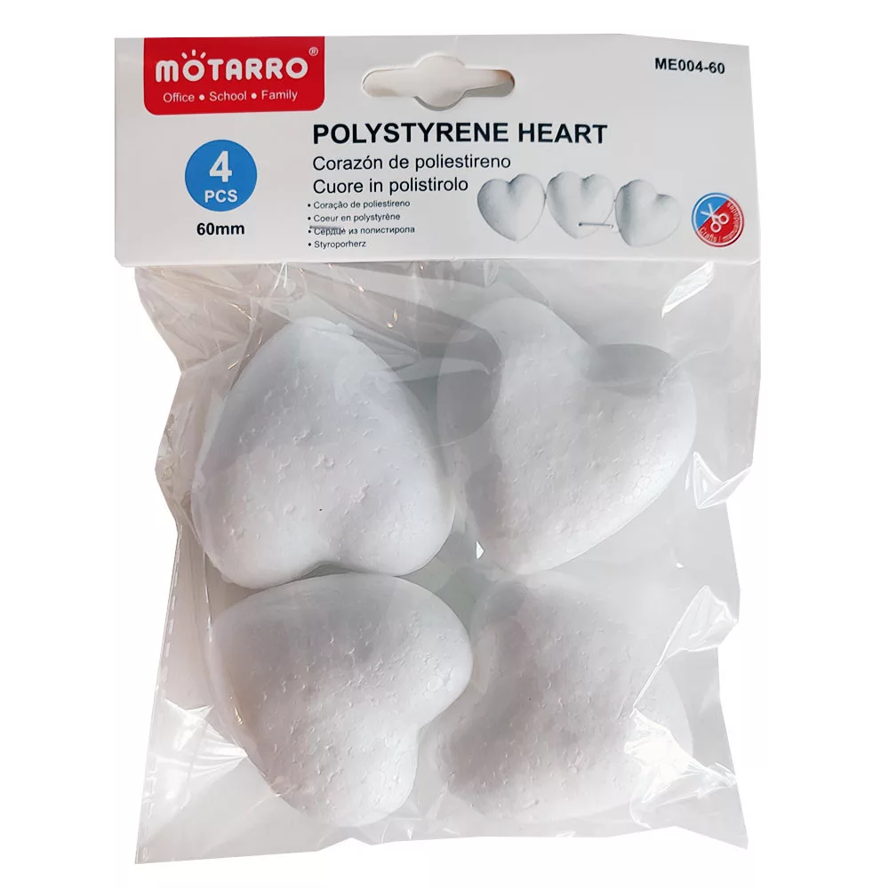 Accesorii craft - Inima polistiren 60mm 4/set Motarro