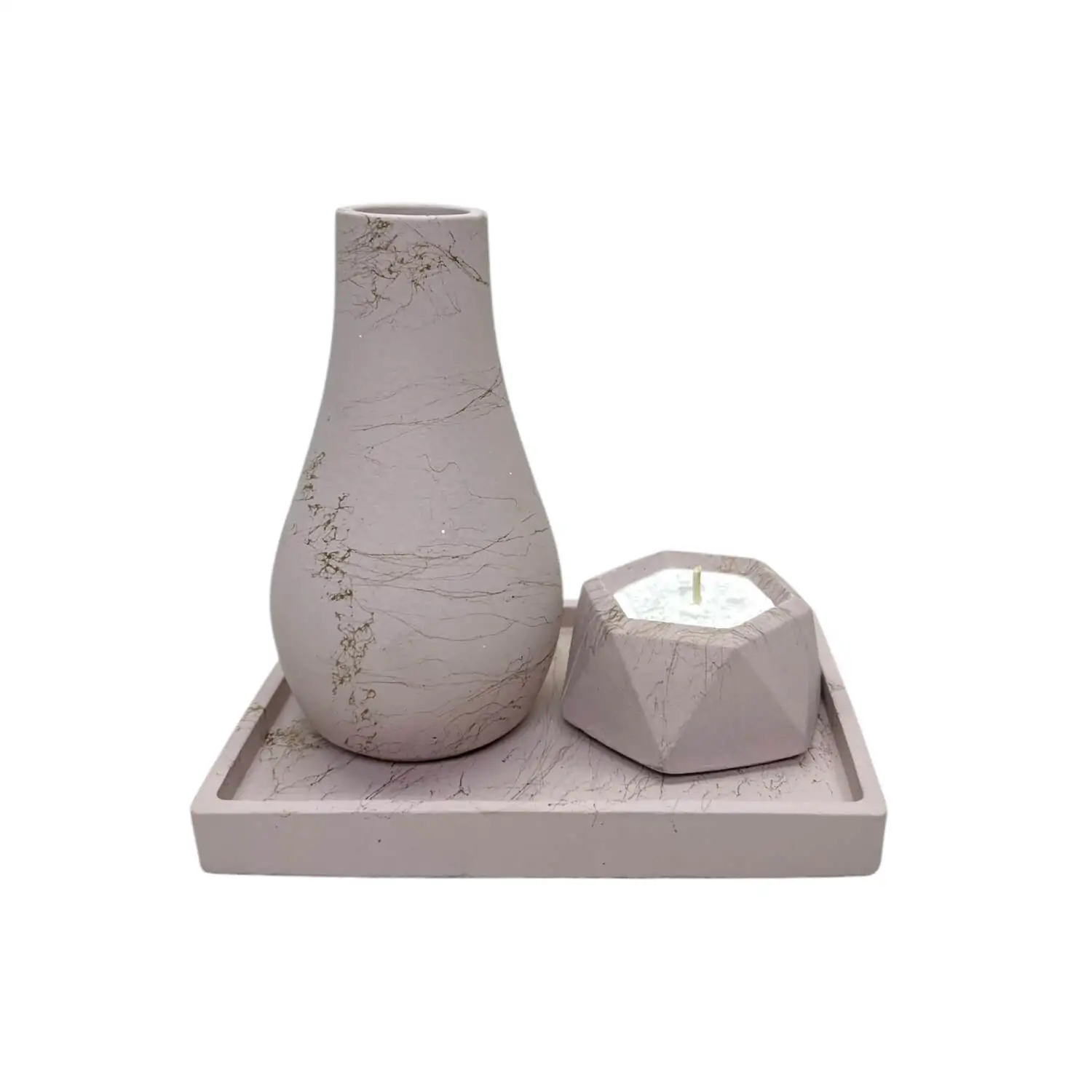 Set lumanare cu vaza pe tavita 15 cm diverse culori [0]