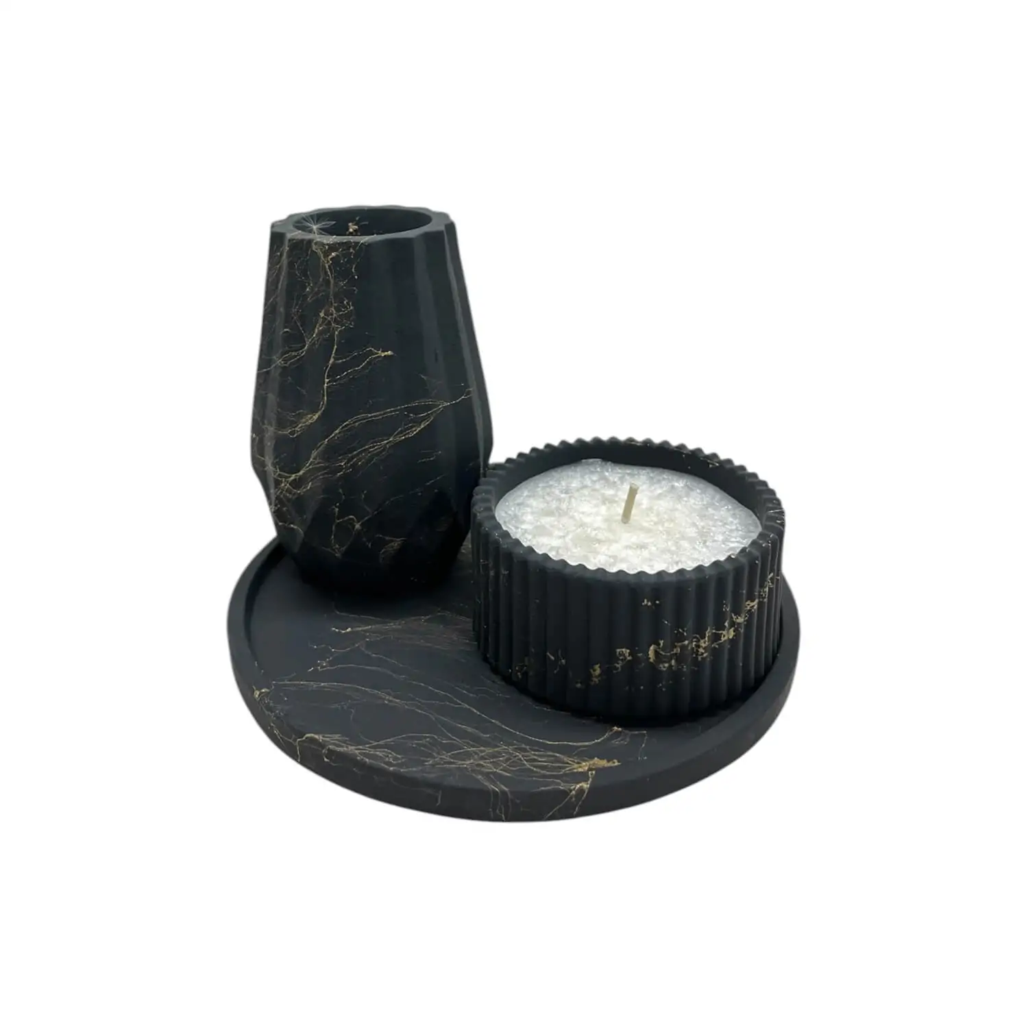 Set lumanare cu vaza pe tavita 16 cm – diverse culori [2]