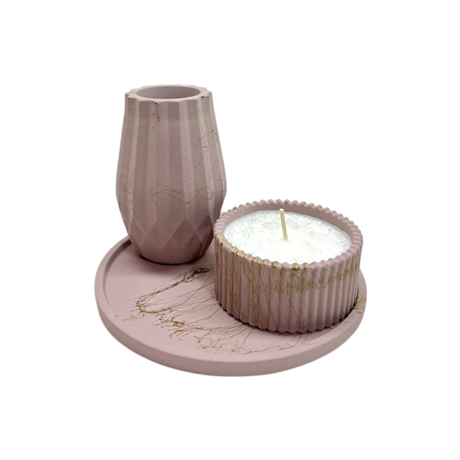 Set lumanare cu vaza pe tavita 16 cm – diverse culori [1]