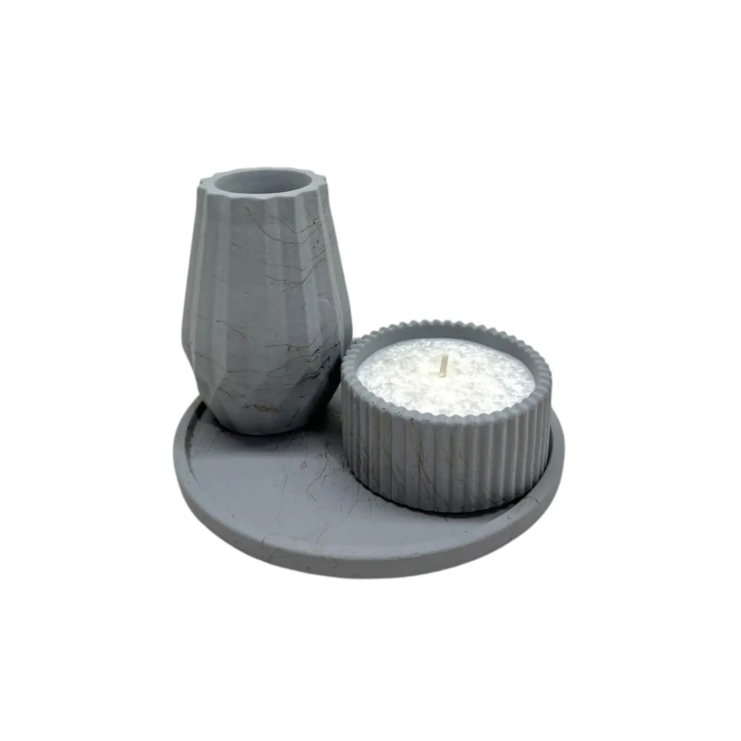 Set lumanare cu vaza pe tavita 16 cm – diverse culori [0]