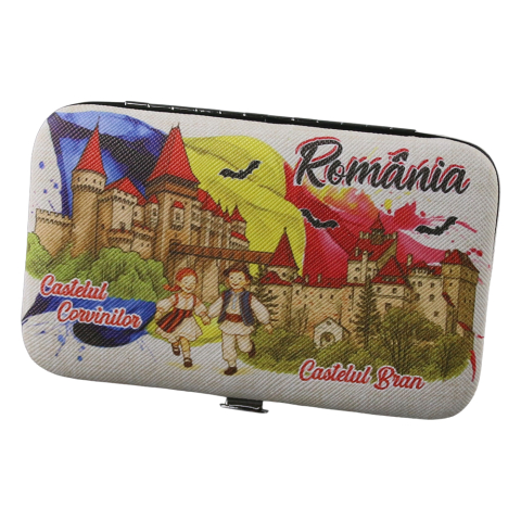 Noutăți Librăria Compas - Set manichiura suvenir Romania Castele 10 piese 7.5 x 12.5 cm