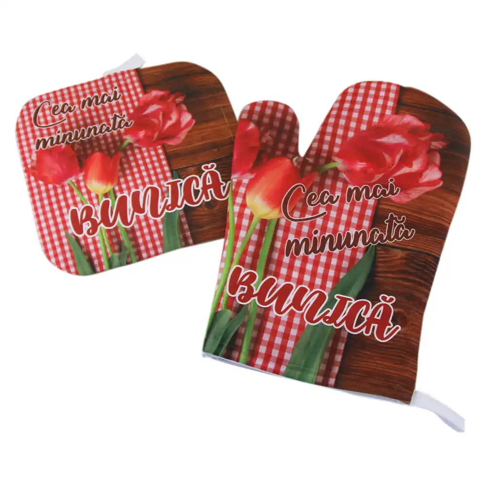 Noutăți Librăria Compas - Set manusa si suport oala Cea mai minunata Bunica! lalele 17 x 26 cm