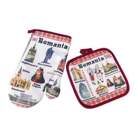 Articole pentru bucătărie - Set manusa si suport pentru vase Romania 18x32cm