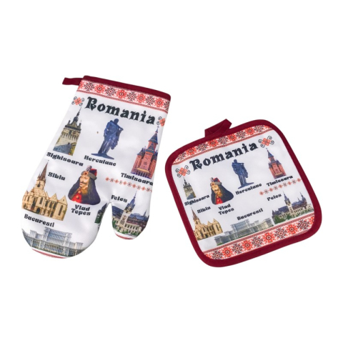 Articole pentru bucătărie - Set manusa si suport pentru vase Romania 18x32 cm