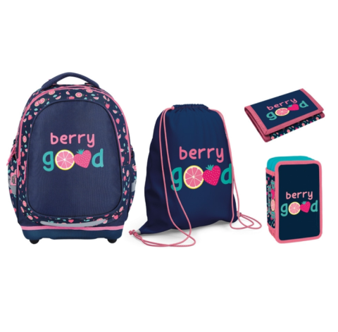Ghiozdane și rucsacuri - Set ghiozdan si penar echipat S-COOL Berry Good 33 x 18 x 39 cm