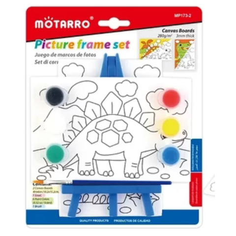 Noutăți Librăria Compas - Set panza pictura cu sevalet si culori model dino Motarro