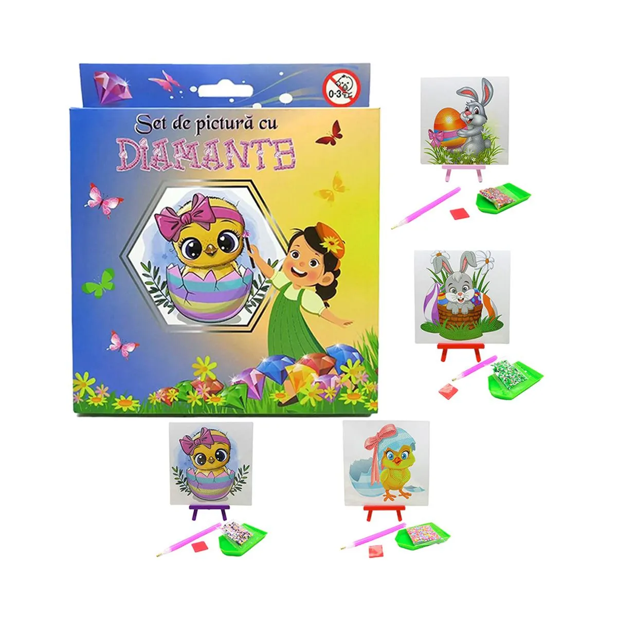 Accesorii pictură - Set pictura cu diamante de Paste 17 x 17 cm