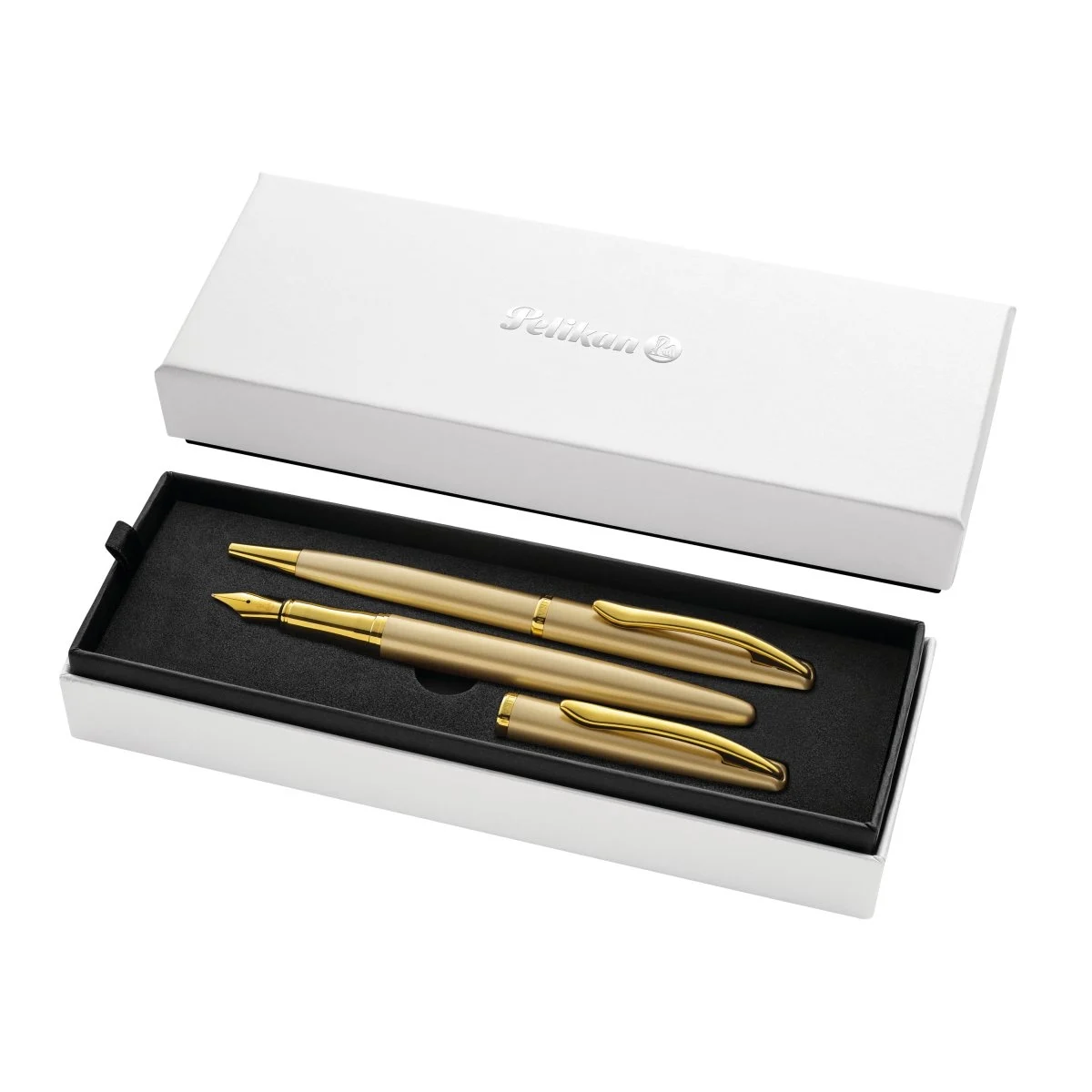 Instrumente de scris premium - Set pix + stilou Jazz Noble Elegance auriu perlat in cutie cadou Pelikan