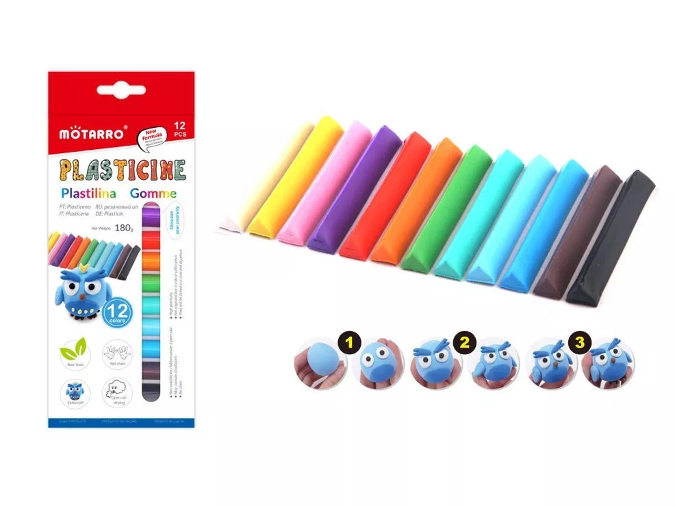 Plastilină - Set plastilina 180g 12 culori Motarro