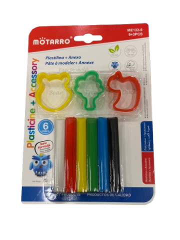 Plastilină - Set plastilina 70g 3 forme 6 culori Motarro