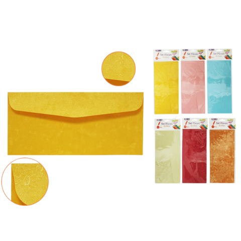 Birotică și accesorii birou - Set 5 plicuri texturate 11x24 cm diverse culori