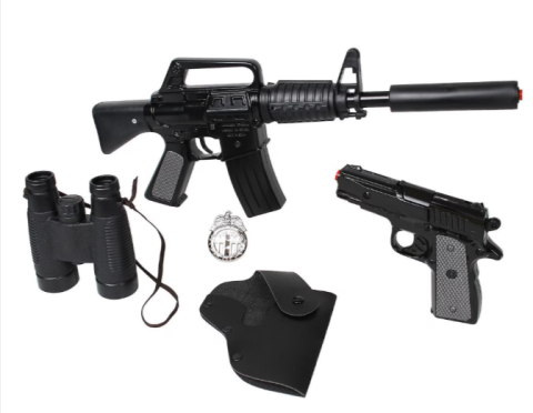 Set politie Gonher Special Forces mitraliera si pistol cu capse negru [1]