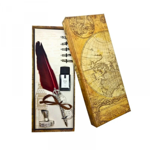 Set stilou Vintage decorativ metal pana gasca calimara Poem Design [0]