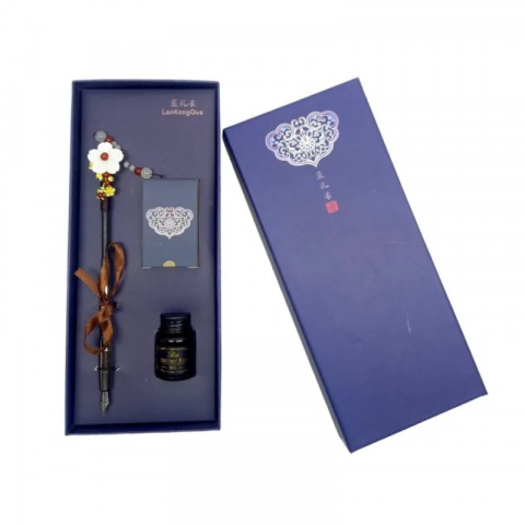 Set stilou Vintage decorativ floare calimara Poem Design diverse culori [3]