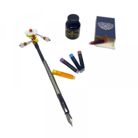 Set stilou Vintage decorativ floare calimara Poem Design diverse culori [2]