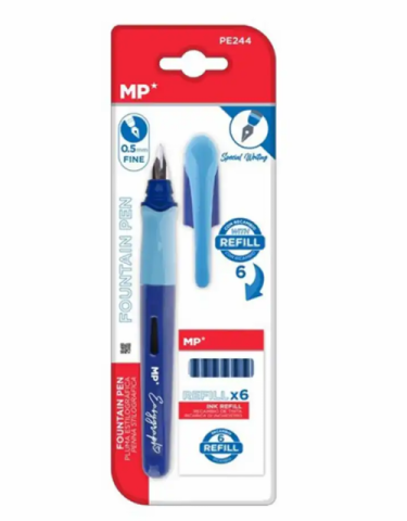 Instrumente de scris - Set stilou albastru MP varf F cu 6 rezerve cerneala