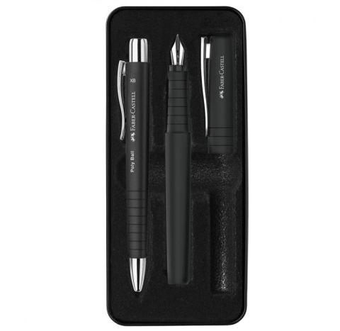 Birotică și accesorii birou - Set stilou B si pix XB Poly negru Faber-Castell