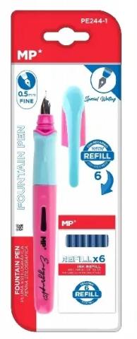 Instrumente de scris - Stilou MP 0.5 mm cu 6 rezerve cerneala corp roz
