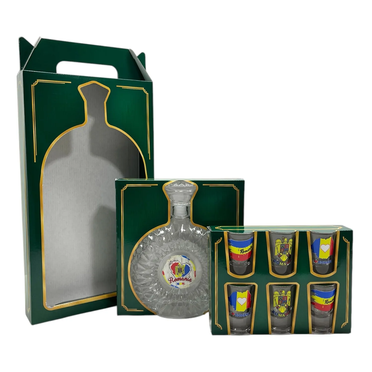 Set cadou tarie cu plosca sticla si 6 pahare Romania [3]