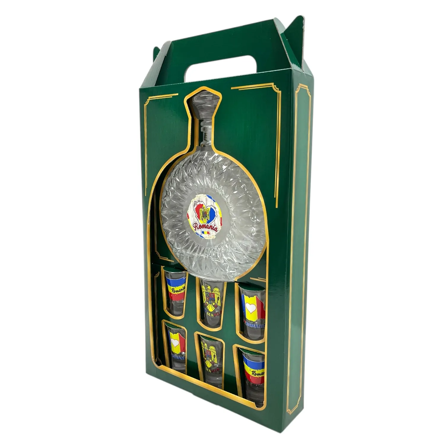 Set cadou tarie cu plosca sticla si 6 pahare Romania [1]