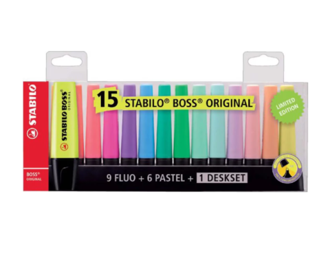 Instrumente de scris - Set textmarkere 15 bucati Multicolor Stabilo Boss Original