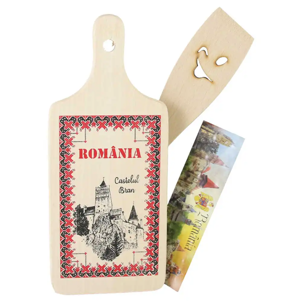 Articole pentru bucătărie - Set ustensile bucatarie Romania Castelul Bran 3 piese 12 x 27 cm