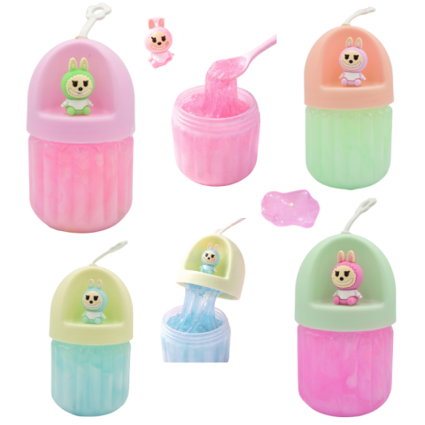 Jucării și jocuri - Slime Labubu cu figurina culori pastel