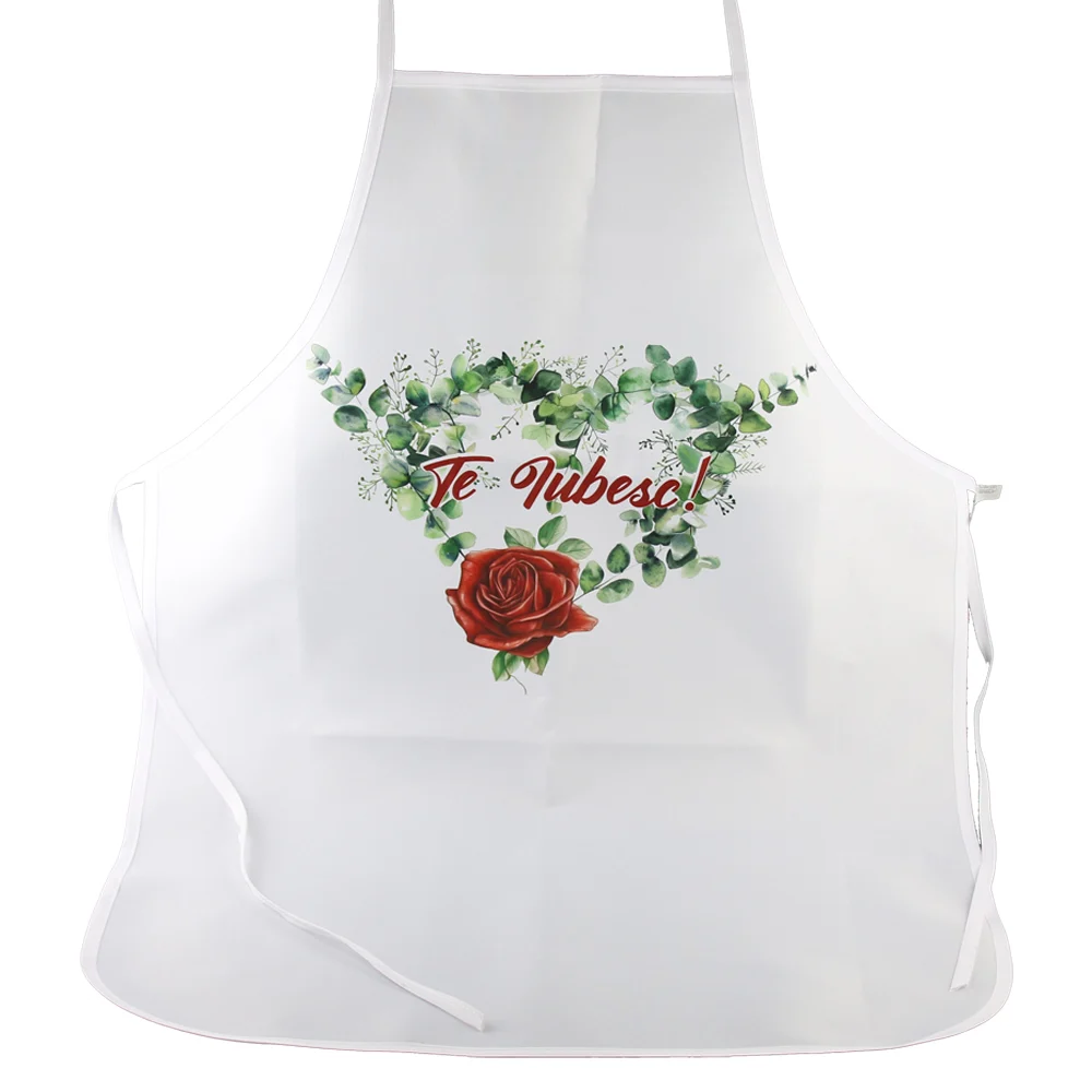 Articole pentru bucătărie - Sort de bucatarie „Te iubesc!” 62×82 cm Trandafir cu frunze eucalipt