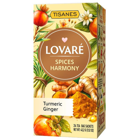Ceaiuri premium Basilur - Ceai de plante, mirodenii si fructe, cu aroma de kaki si mandarine Spices Harmony 24 plicuri x 1.8 g Lovare