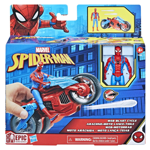 Figurine - SPIDERMAN SET FIGURINA SI VEHICUL WEB BLAST CYCLE